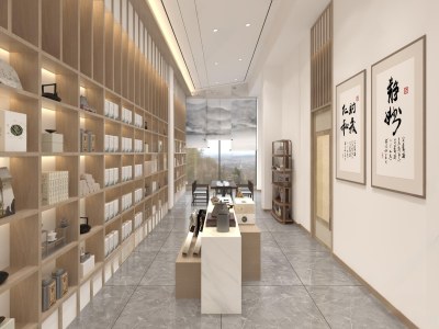 新中式茶叶店3D模型下载